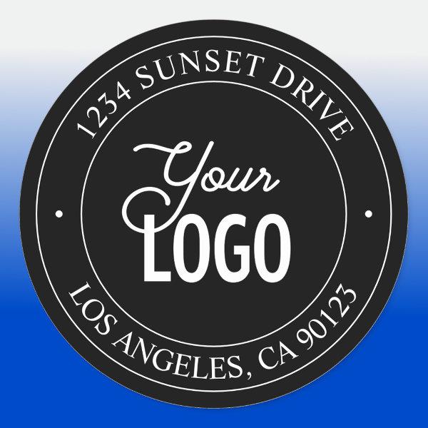 Easy Logo Replacement & Customizable Text | Black Classic Round Sticker