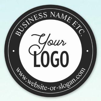 Easy Logo Replacement & Customizable Text | Black Classic Round Sticker
