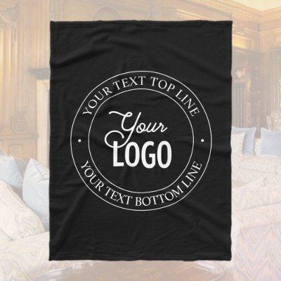 Easy Logo Replacement & Customizable Text | Black Fleece Blanket
