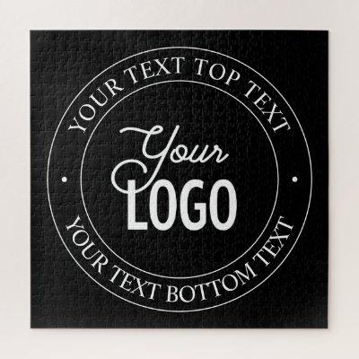 Easy Logo Replacement & Customizable Text | Black Jigsaw Puzzle