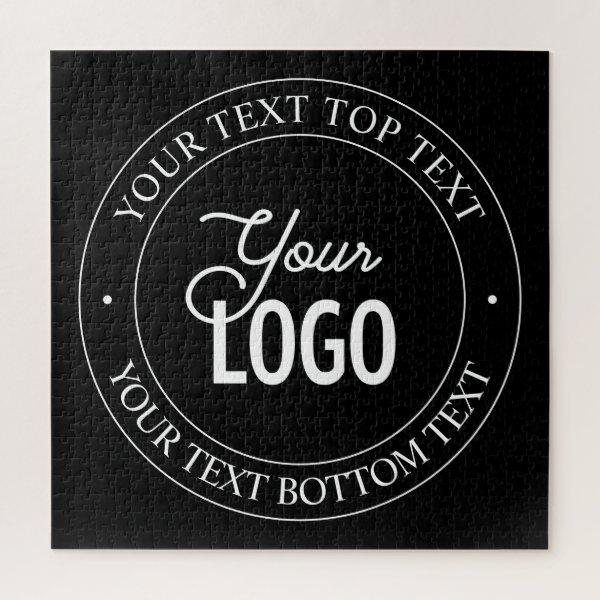 Easy Logo Replacement & Customizable Text | Black Jigsaw Puzzle
