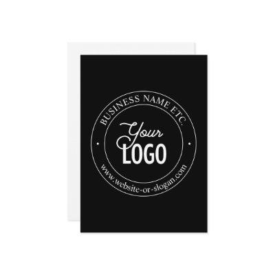 Easy Logo Replacement & Customizable Text | Black Note Card
