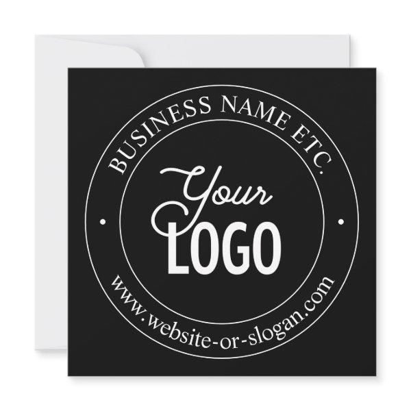 Easy Logo Replacement & Customizable Text | Black Note Card