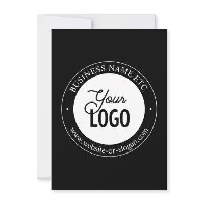 Easy Logo Replacement & Customizable Text | Black Note Card