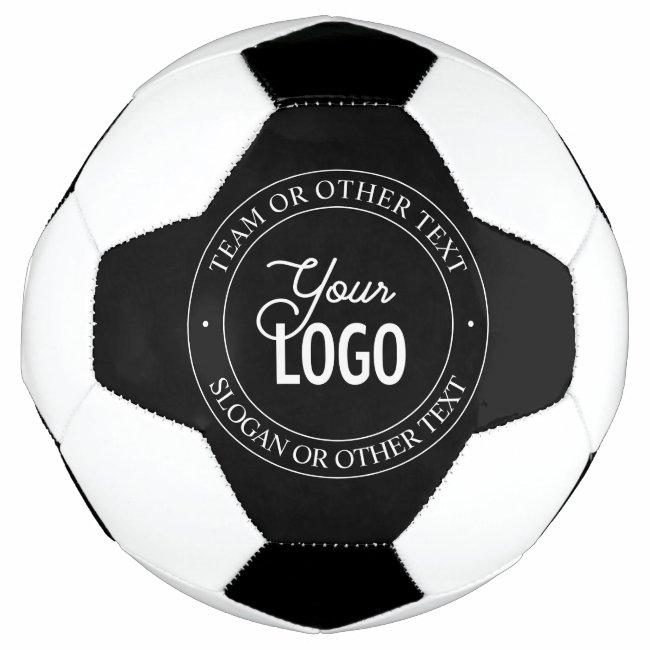 Easy Logo Replacement & Customizable Text | Black Soccer Ball
