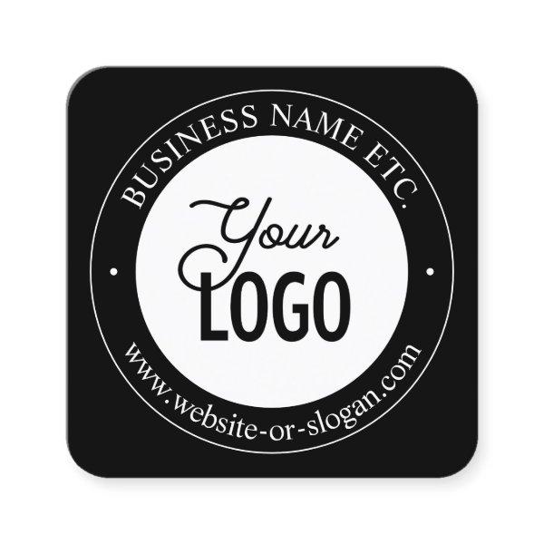 Easy Logo Replacement & Customizable Text | Black Square