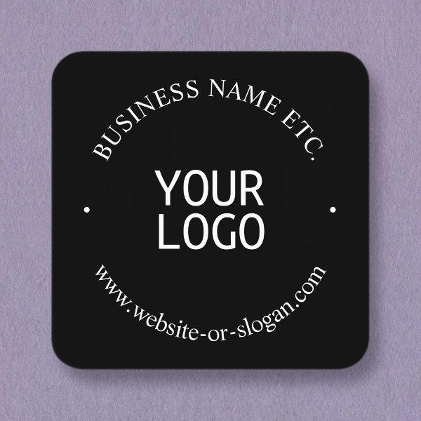 Easy Logo Replacement & Customizable Text | Black Square