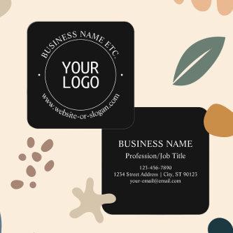 Easy Logo Replacement & Customizable Text | Black Square