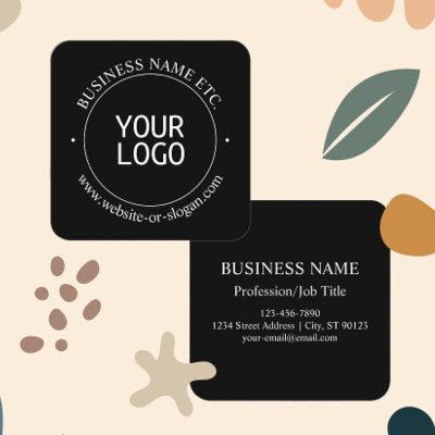 Easy Logo Replacement & Customizable Text | Black Square