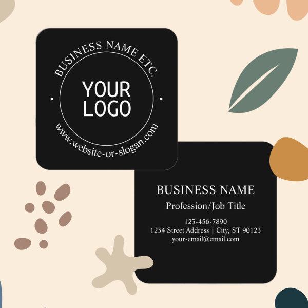 Easy Logo Replacement & Customizable Text | Black Square