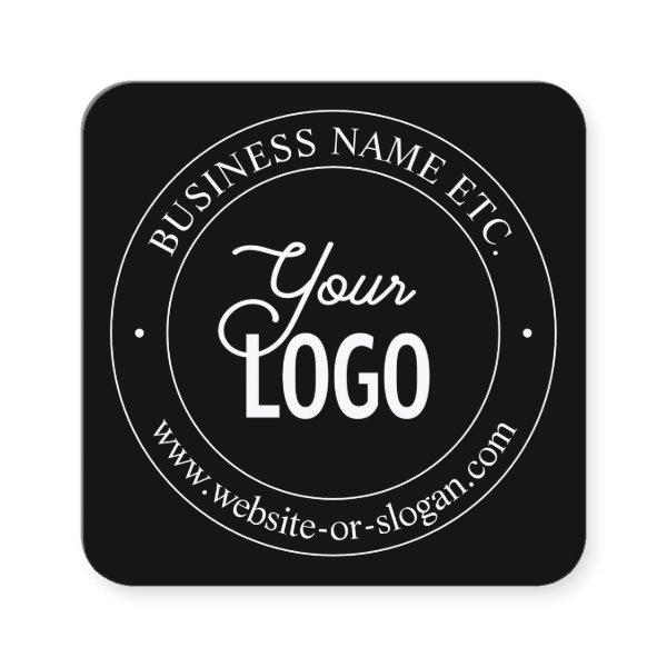 Easy Logo Replacement & Customizable Text | Black Square