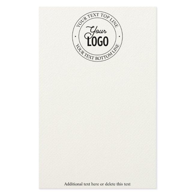 Easy Logo Replacement & Customizable Text Stationery