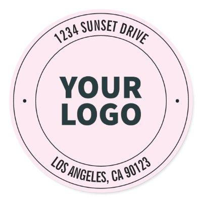 Easy Logo Replacement & Editable Text Pink Ombre Classic Round Sticker