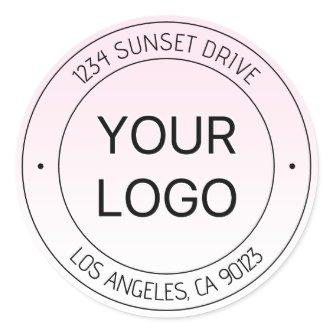 Easy Logo Replacement & Editable Text Pink Ombre Classic Round Sticker