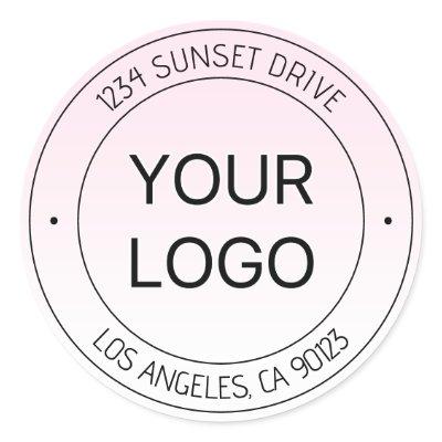 Easy Logo Replacement & Editable Text Pink Ombre Classic Round Sticker