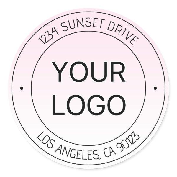 Easy Logo Replacement & Editable Text Pink Ombre Classic Round Sticker