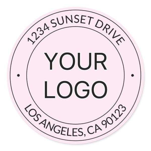 Easy Logo Replacement & Editable Text Pink Ombre Classic Round Sticker
