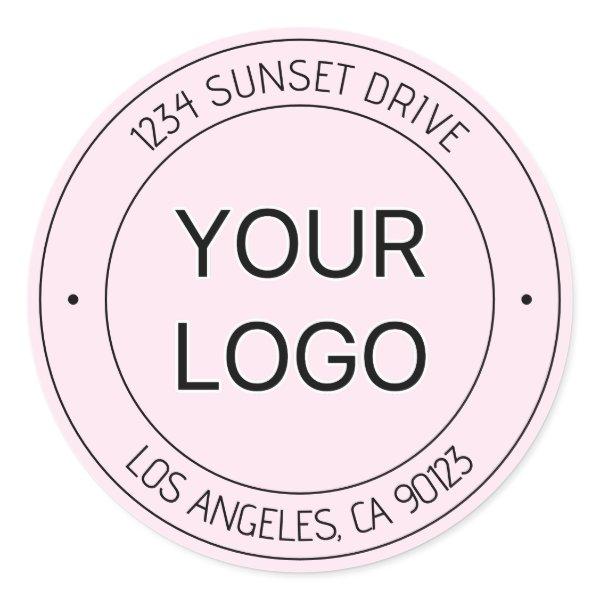 Easy Logo Replacement & Editable Text Pink Ombre Classic Round Sticker