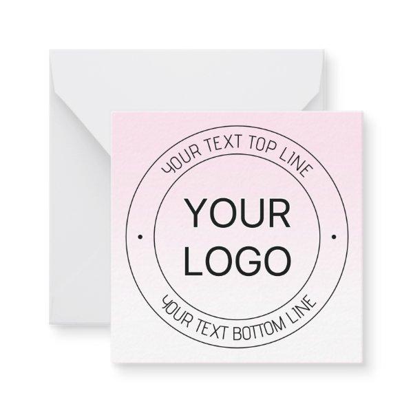 Easy Logo Replacement & Editable Text Pink Ombre Note Card