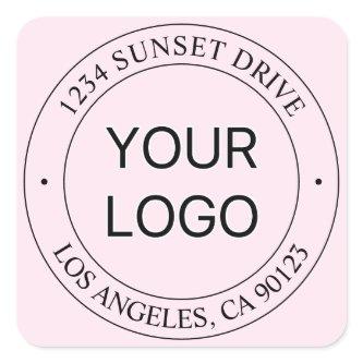 Easy Logo Replacement & Editable Text Pink Ombre Square Sticker