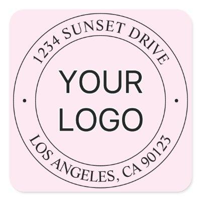 Easy Logo Replacement & Editable Text Pink Ombre Square Sticker