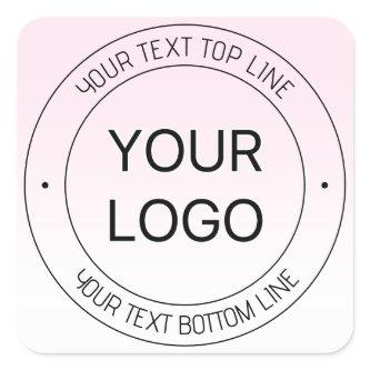 Easy Logo Replacement & Editable Text Pink Ombre Square Sticker