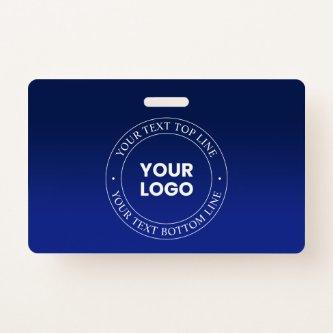 Easy Logo Replacement & Text | Dark Blue Gradient Badge