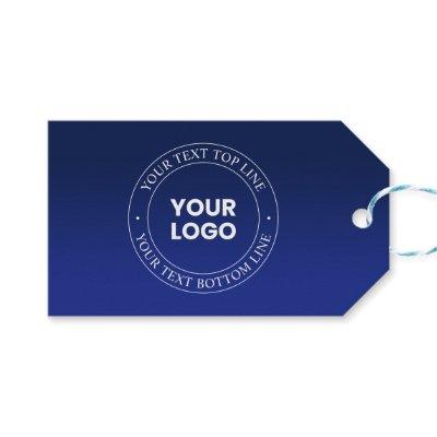 Easy Logo Replacement & Text | Dark Blue Gradient Gift Tags