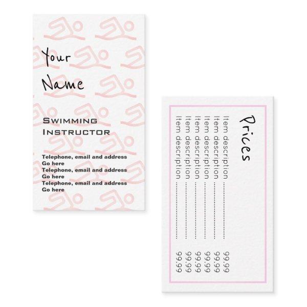 "Echoes" Swimming Instructor Price Cards