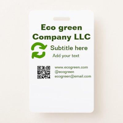 Eco green company name q r code website email deta badge