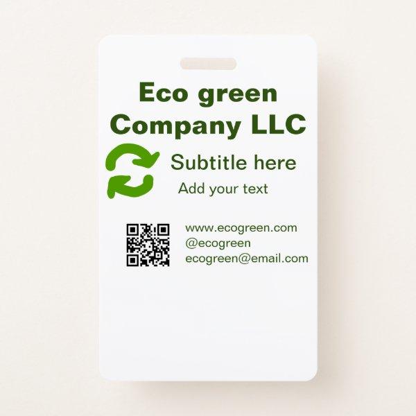 Eco green company name q r code website email deta badge