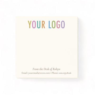Ecru Cream Custom Business Logo From the Desk of Post-it Notes