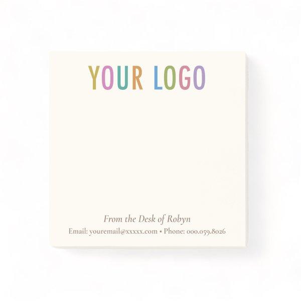 Ecru Cream Custom Business Logo From the Desk of Post-it Notes