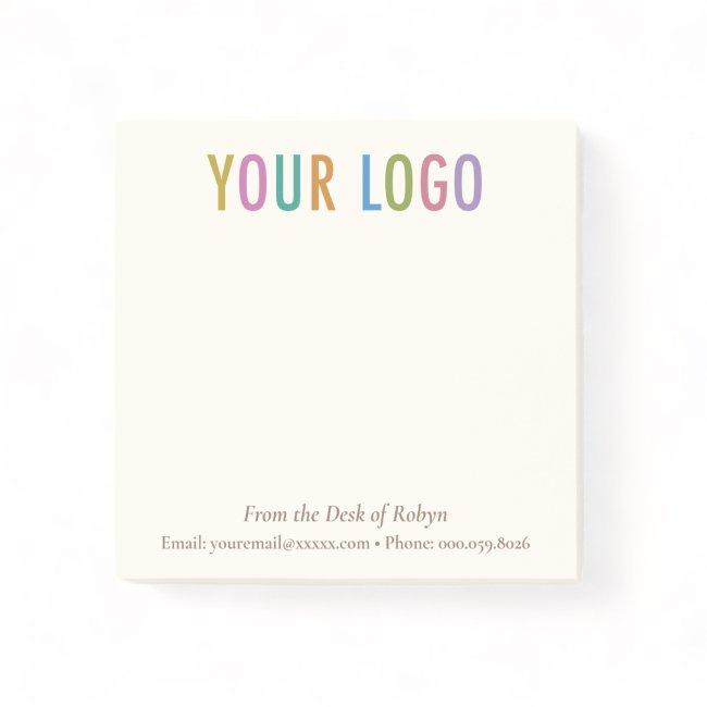 Ecru Cream Custom Business Logo From the Desk of Post-it Notes