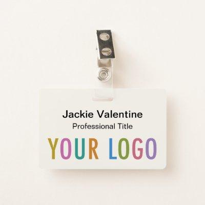 Ecru PVC Name Badge with Reel Clip or Lanyard