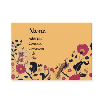 EDEN,WHIMSICAL GARDEN,BIRDS Black Red Peach Floral