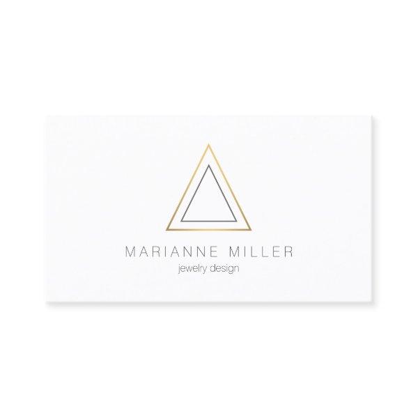 Edgy Faux Gold Triangle Logo on White