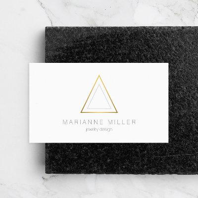 Edgy Faux Gold Triangle Logo on White