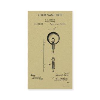 EDISON's ELECTRIC LAMP PATENT - Circa 1880