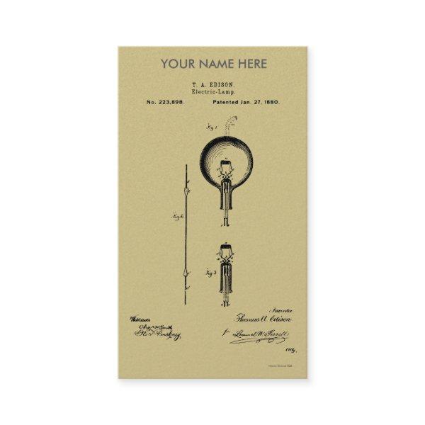 EDISON's ELECTRIC LAMP PATENT - Circa 1880