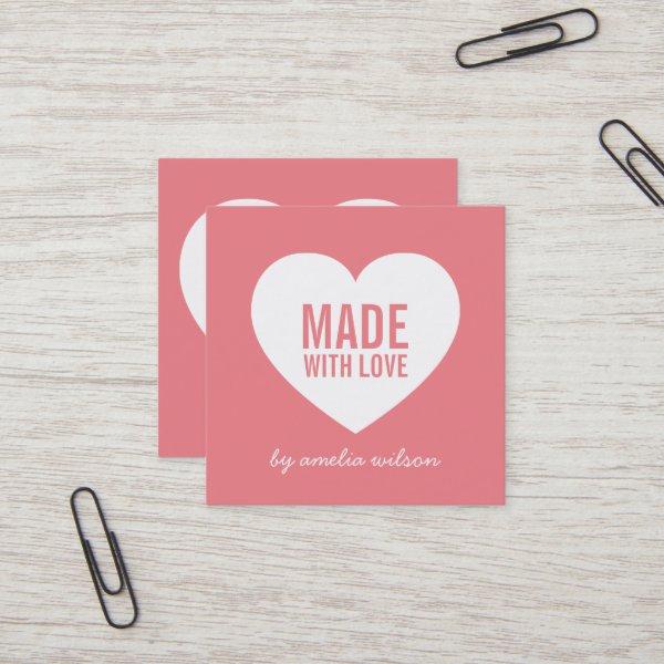 Editable Background Color Made with Love Heart Square