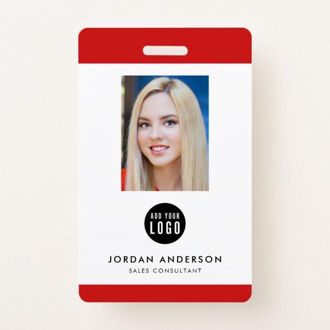 Editable Border Color Add Logo Employee Photo ID Badge