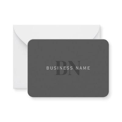Editable Business Name (or any other text) Gray Note Card