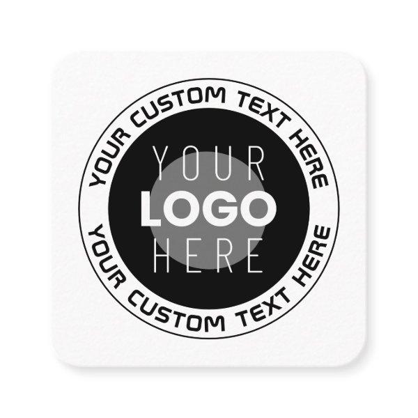 Editable Circular Text & Replaceable Logo | B&W Square