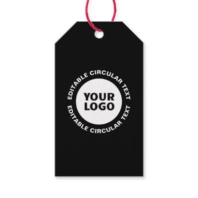 Editable Circular Text Template & Your Logo Gift Tags