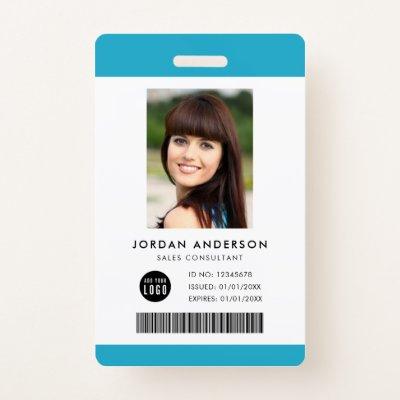 Editable Color Add Logo Barcode Employee Photo ID Badge