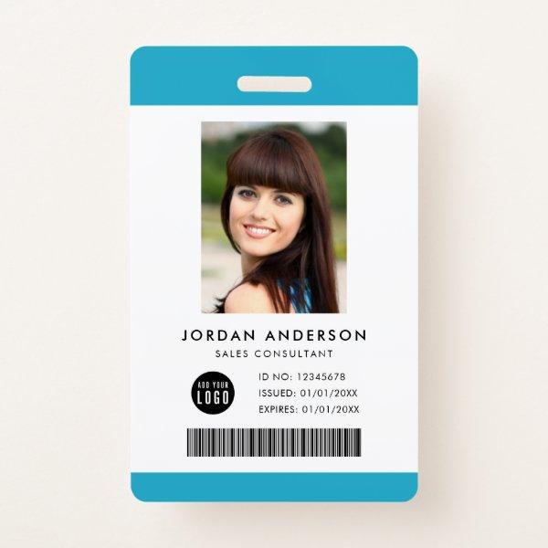 Editable Color Add Logo Barcode Employee Photo ID Badge