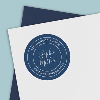 Editable Color Modern Calligraphy Return Address Classic Round Sticker