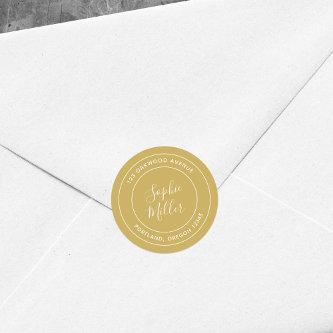 Editable Color Modern Calligraphy Return Address Classic Round Sticker