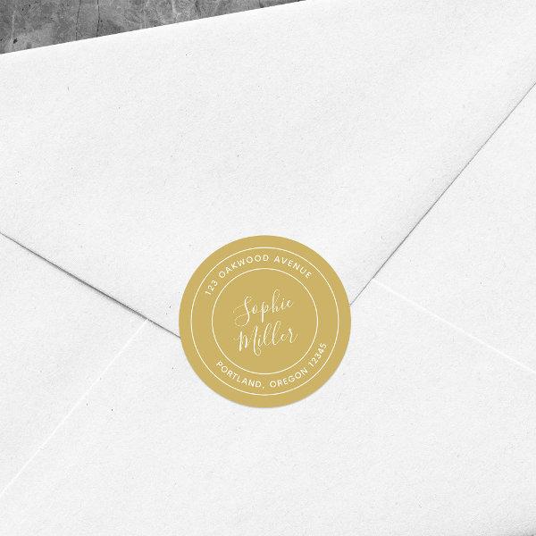 Editable Color Modern Calligraphy Return Address Classic Round Sticker
